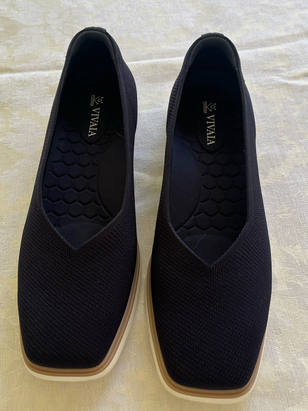 Vivaia Navy Knit Slip-On Loafers with Cushioned Insole